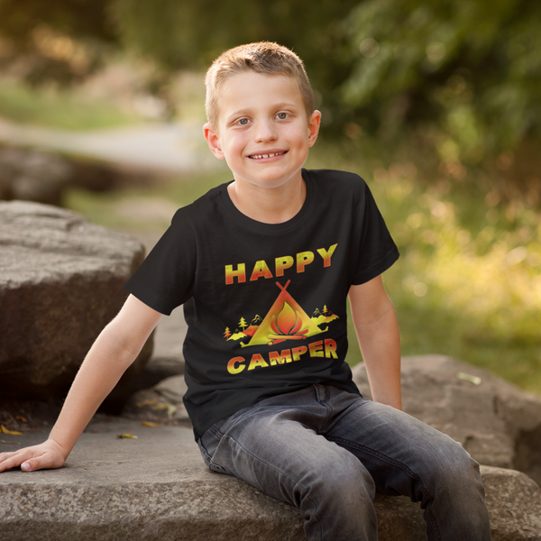 Camping Shirt for Boys - Camping Clothes for Boys - Happy Camper Camping Shirts for Kids Funny - Fire Fit Designs