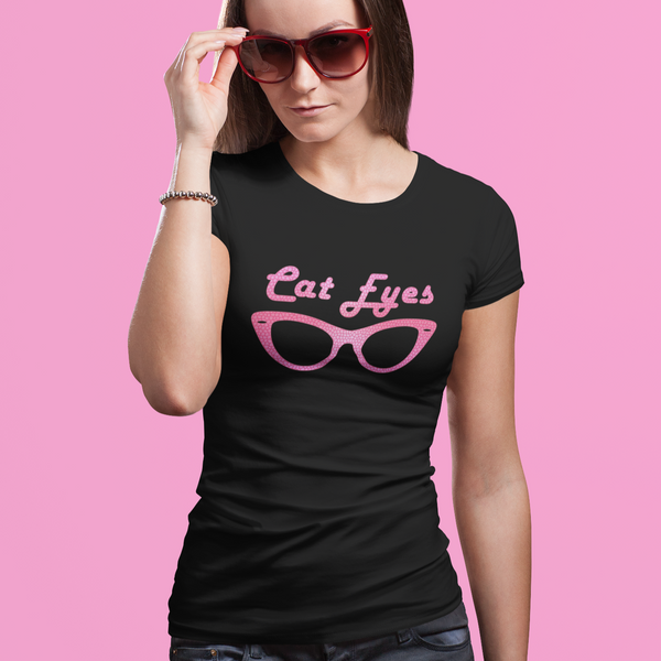 Cat Eye Sunnies Womens Graphic Tees Vintage Cat Eye Sunglasses Cat Sunglasses Shirts - Fire Fit Designs