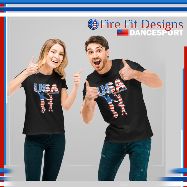 Ballroom Dancer T-Shirt for Men Ballroom Dancing Tee Ballroom Dance Gift USA Dancewear Latin Dance Shirt - Fire Fit Designs