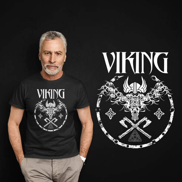 Viking Shirts for Men - Norse Mythology Odin Valkyrie Valhalla Vikings Raven Thor Nordic Graphic Tees for Men - Fire Fit Designs