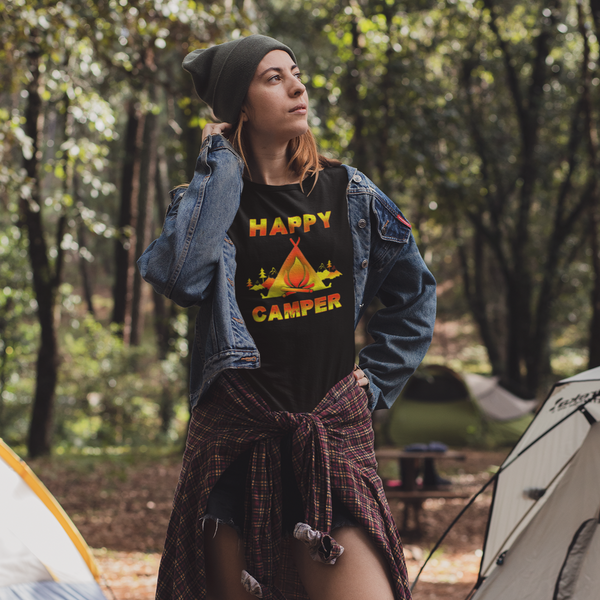 Camping Shirt for Women - Camping Clothes for Women - Happy Camper Camping Shirts for Women Funny - Fire Fit Designs