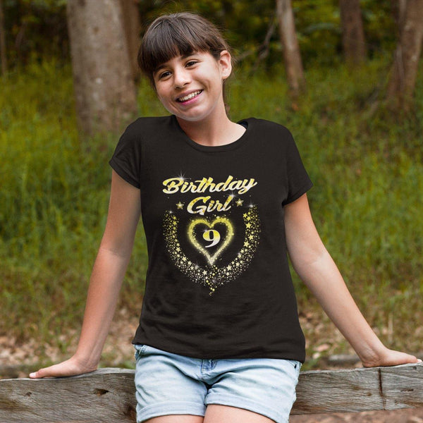 9th Birthday Girl Shirt - 9th Birthday Shirt for Girls 9 Birthday Shirt 9th Birthday Outfit for Girls - Fire Fit Designs