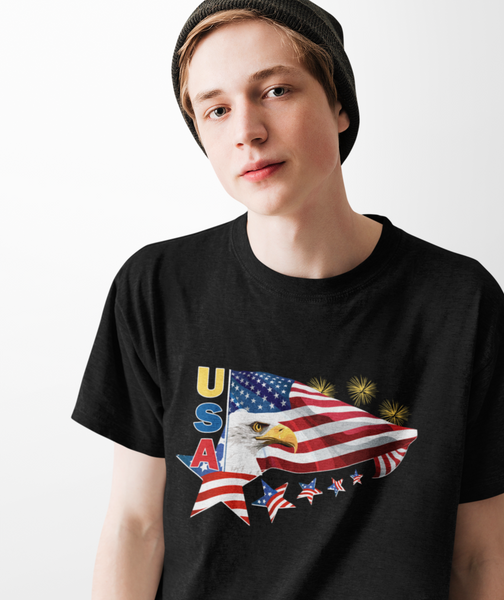 4th of July Shirts for Boys USA Shirt American Eagle Shirts for Boys American Flag Patriotic Shirts - Fire Fit Designs