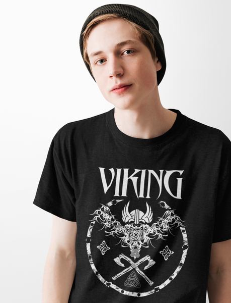 Viking Shirts for Boys - Norse Mythology Odin Valkyrie Valhalla Vikings Raven Thor Nordic Graphic Tees for Kids - Fire Fit Designs