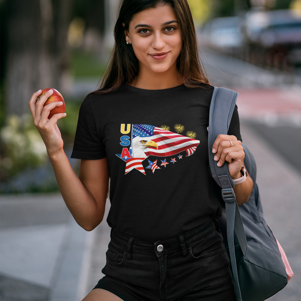4th of July Shirts for Girls USA Shirt American Eagle Shirts for Girls American Flag Patriotic Shirts - Fire Fit Designs